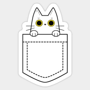 Cute white cat in a pocket Sticker